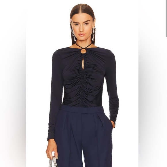Veronica Beard Tops - Veronica Beard Roque Top Ruched Tie Back Top in Navy Size 4